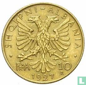 Albania 10 franga ari 1927 - Image 1