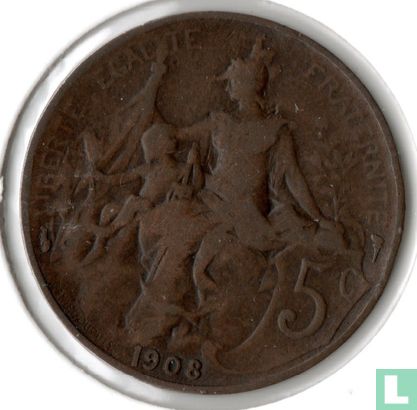 Frankrijk 5 centimes 1908 - Afbeelding 1