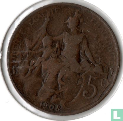 Frankrijk 5 centimes 1908 - Afbeelding 2