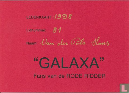 Lidmaatschapskaart "Galaxa" Fans van de Rode Ridder - Afbeelding 1