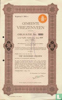 Gemeente Vriezenveen, Obligatie, 500,= Gulden
