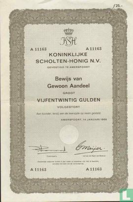 Koninklijke Scholten-Honig N.V., Bewijs van gewoon aandeel, 25,= Gulden