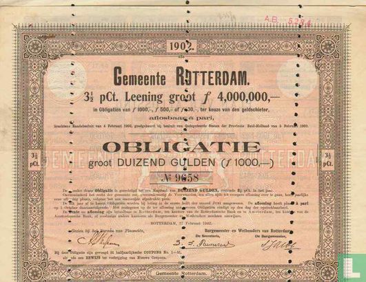 Gemeente Rotterdam, 3 1/2 Pct Leening, Obligatie 1.000,= Gulden