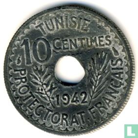 Tunesië 10 centimes 1942 (AH1361) - Afbeelding 1