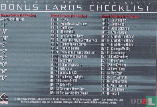 40th ann. bonus cards checklist  - Image 2