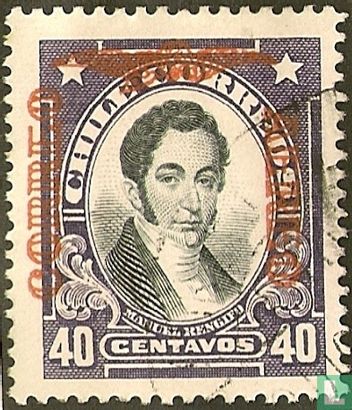 Manuel Rengifo y Cardenas, with overprint
