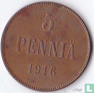 Finlande 5 penniä 1916 - Image 1