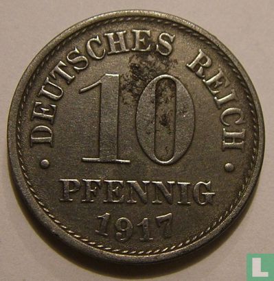 Empire allemand 10 pfennig 1917 (E) - Image 1