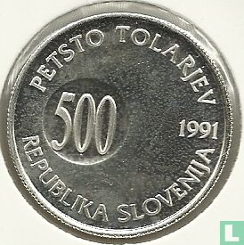 Slovenië 500 tolarjev 1991 (PROOF) "First anniversary Plebiscite on Independence" - Afbeelding 1