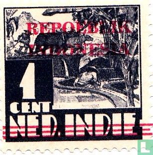 Print "Repo Indonesien Tin" mit drei Streifen von Ned. Indien