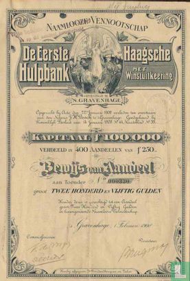 De Eerste Haagsche Hulpbank, Bewijs van aandeel, 250 Gulden