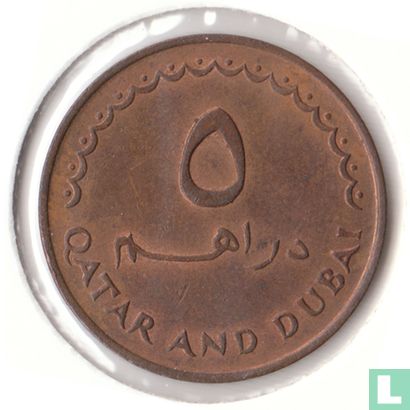 Qatar en Dubai 5 dirhams 1969 (jaar 1389) - Afbeelding 2