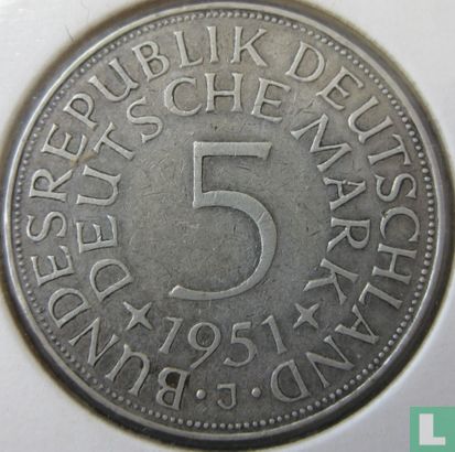 Duitsland 5 mark 1951 (J) - Afbeelding 1