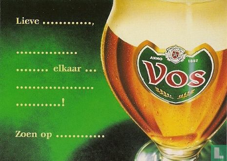 B000916 - Vos bier "Lieve ..., ... elkaar ...! Zoen op ..." - Afbeelding 1