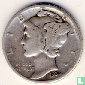 États-Unis 1 dime 1936 (sans lettre) - Image 1