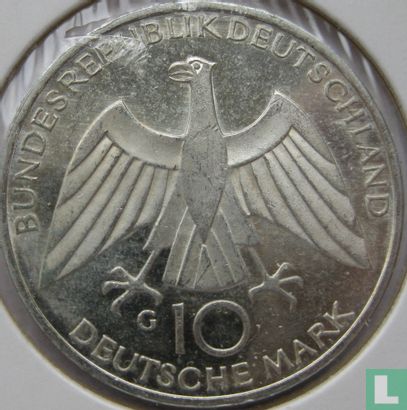 Germany 10 mark 1972 (G) "Summer Olympics in Munich - Partial view of the Olympic rings" - Image 2