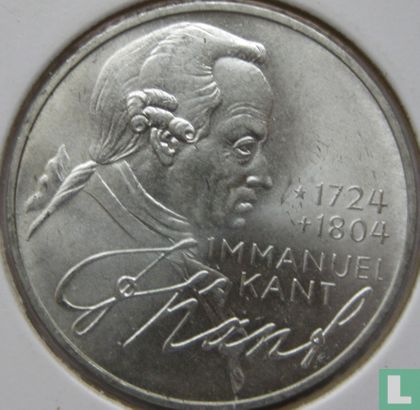 Allemagne 5 mark 1974 "250th anniversary Birth of  Immanuel Kant" - Image 2