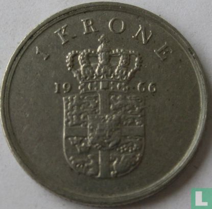 Denemarken 1 krone 1966 - Afbeelding 1