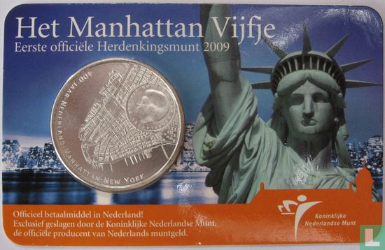 Niederlande 5 Euro 2009 (Coincard) "400 years of the discovery of Manhattan island by the Dutch explorer Henry Hudson" - Bild 1
