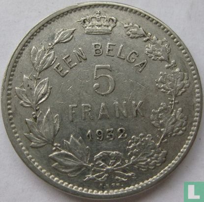 Belgien 5 Franc 1932 (NLD - Position A) - Bild 1