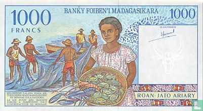 Madagaskar 1000 Francs (P76a) - Afbeelding 2