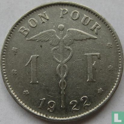 Belgique 1 franc 1922 (FRA) - Image 1