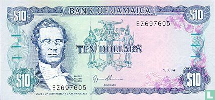 Jamaïque 10 Dollars 1989 - Image 1