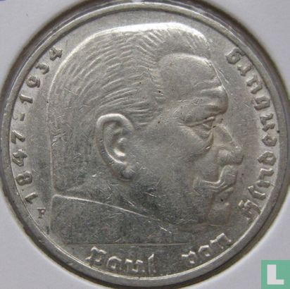 Empire allemand 5 reichsmark 1936 (sans croix gammée - F) - Image 2