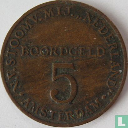 Boordgeld 5 cent 1947 SMN - Image 1