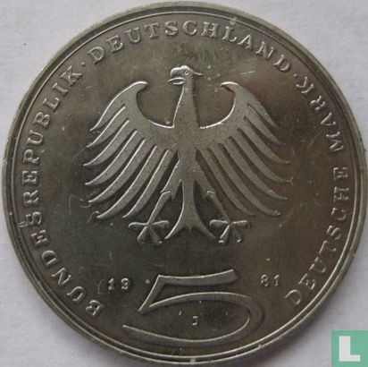 Duitsland 5 mark 1981 "200th anniversary Death of Gotthold Ephraim Lessing" - Afbeelding 1