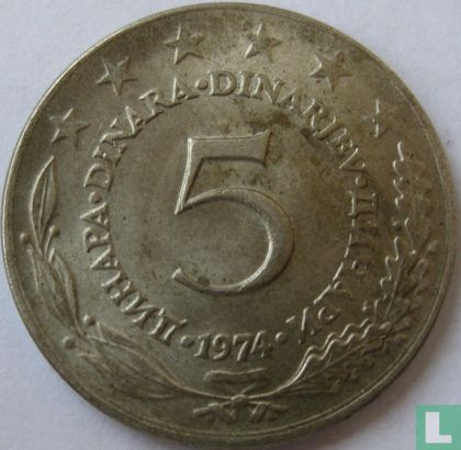 Jugoslawien 5 Dinar 1974 - Bild 1