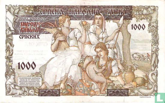 Servië 1000 Dinara - Afbeelding 2
