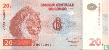 Kongo 20 Francs - Bild 1