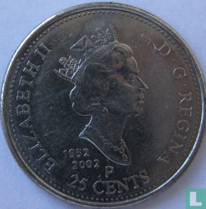 Canada 25 cents 2002 (colourless) "135th anniversary of Canadian confederation and 50th anniversary Accession of Queen Elizabeth II" - Image 1