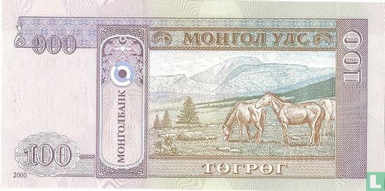 Mongolei 100 Tugrik 2000 - Bild 2