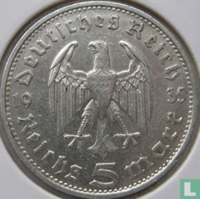 Empire allemand 5 reichsmark 1935 (D) - Image 1