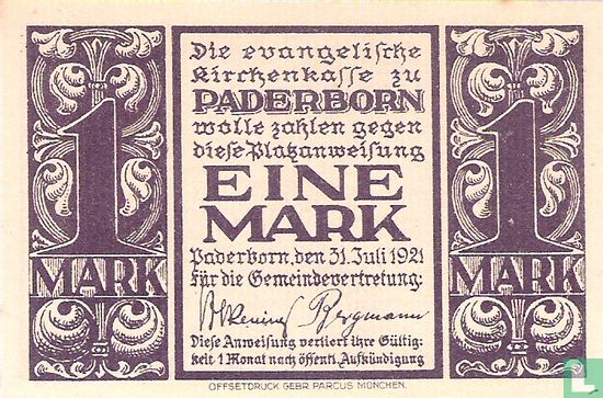 Paderborn, August-Erich-GmbH - 1 Mark 1921 - Afbeelding 1