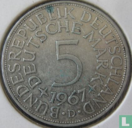 Duitsland 5 mark 1967 (D) - Afbeelding 1