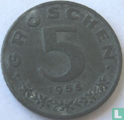 Austria 5 groschen 1955 - Image 1
