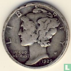 États-Unis 1 dime 1929 (D) - Image 1