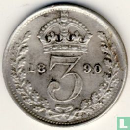 Royaume-Uni 3 pence 1890 - Image 1