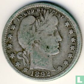 United States ¼ dollar 1892 (S - type 2) - Image 1
