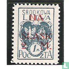 National coat of arms [red overprint]