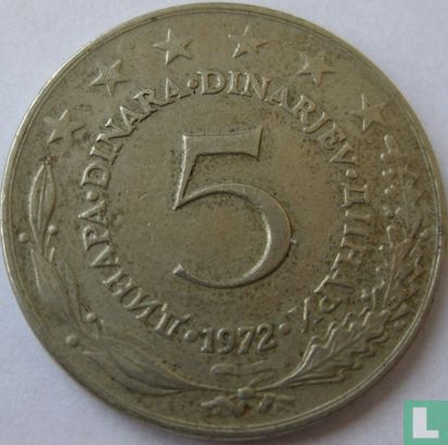 Jugoslawien 5 Dinara 1972 - Bild 1