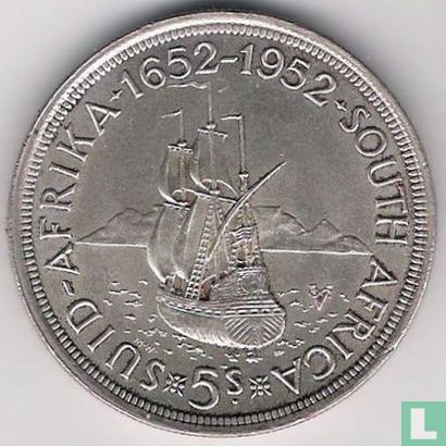 South Africa 5 shillings 1952 "300th anniversary Founding of Capetown" - Image 1