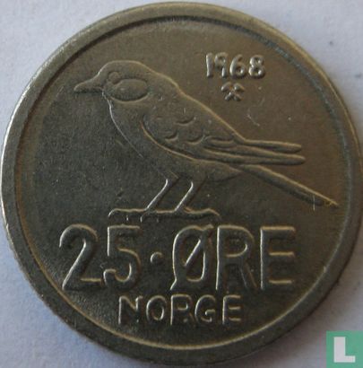 Norwegen 25 Øre 1968 - Bild 1