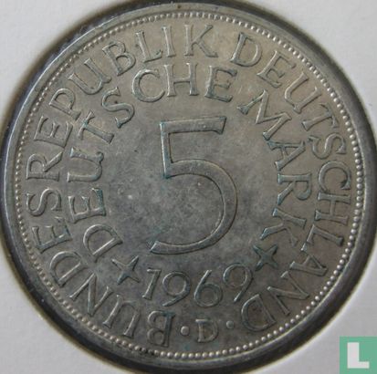 Duitsland 5 mark 1969 (D) - Afbeelding 1