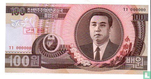North Korea 100 Won 1992 (SPECIMEN) - Image 1
