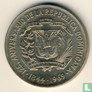 Dominican Republic 1 peso 1969 "125th anniversary of the Dominican Republic" - Image 2