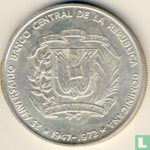 Dominicaanse Republiek 1 peso 1972 "25th anniversary of the Central Bank" - Afbeelding 2